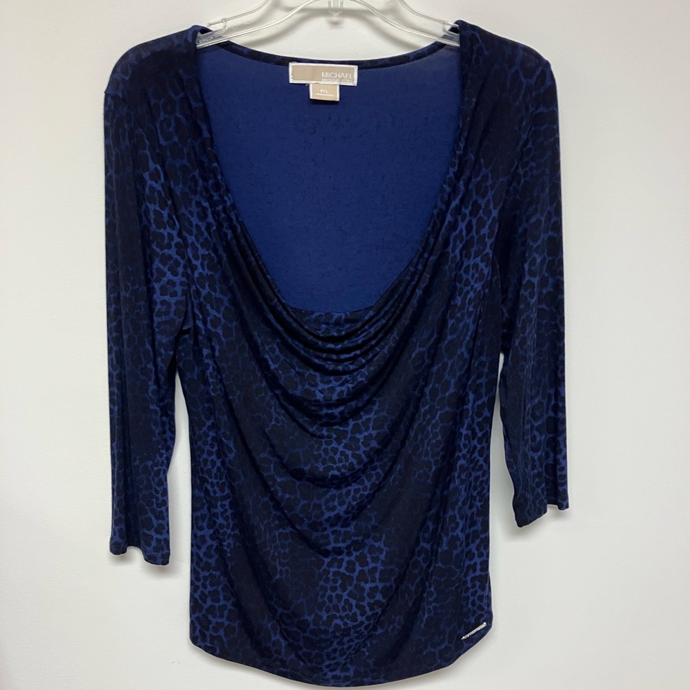 Michael Kors jersey top, blue/black, LP